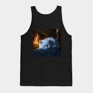 Sleepy White British Shorthair Tank Top